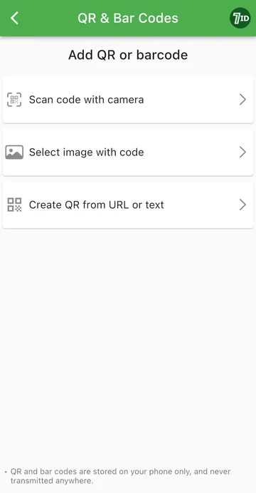 7ID ilovasi: QR yoki shtrix kod qo'shing