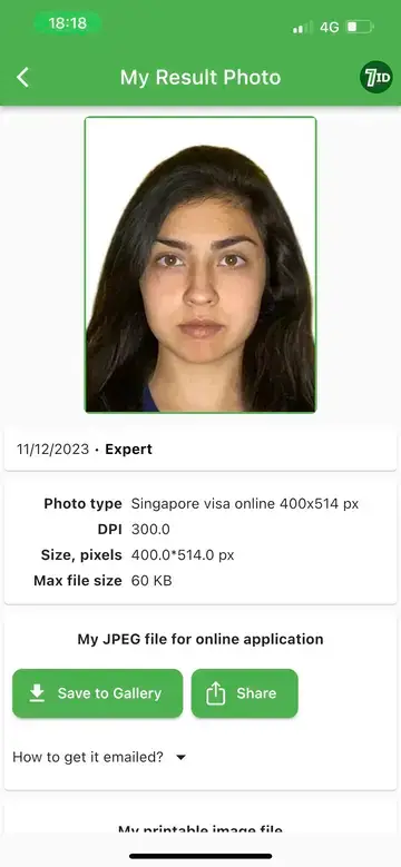 Singapur viza fotosurati namunasi